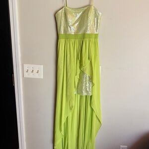 Cache Lime Green Sequin Bodice Chiffon Dress